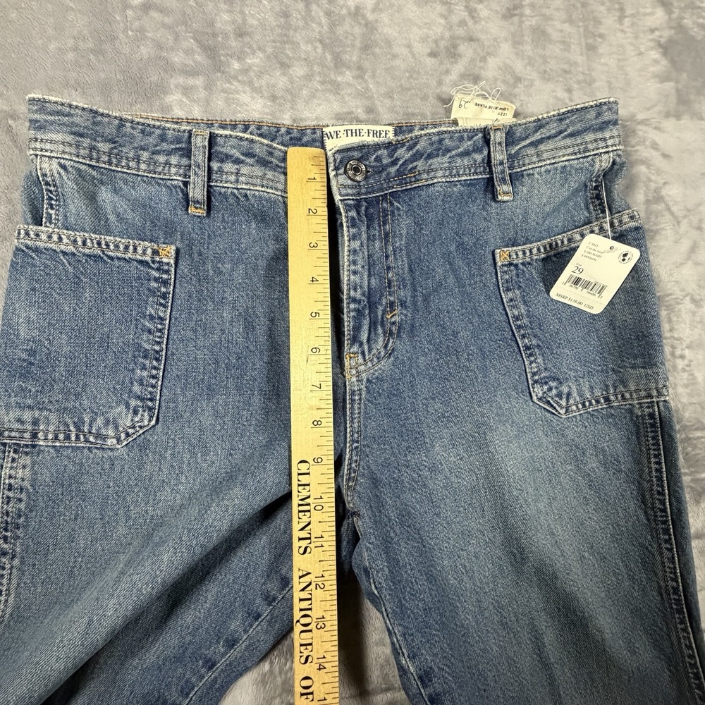 Free People Izzy Flare Jeans Women's 29 Blue Denim Flat Back Raw Distressed Hem - Picture 14 of 16